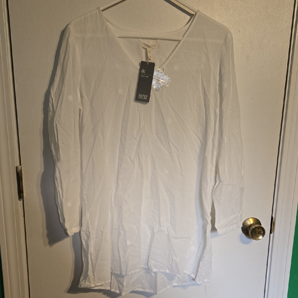 Eileen Fisher White Relaxed Tunic Top
